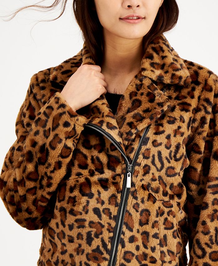 Jou Jou Juniors' Faux-Fur Leopard-Print Moto Jacket - Macy's