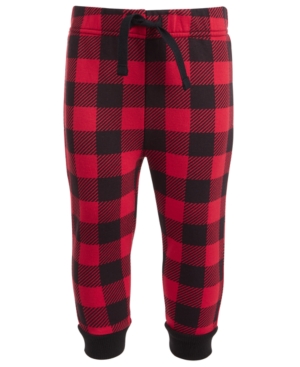 image of First Impressions Baby Boys Buffalo Check Jogger Pants, Created for Macy-s