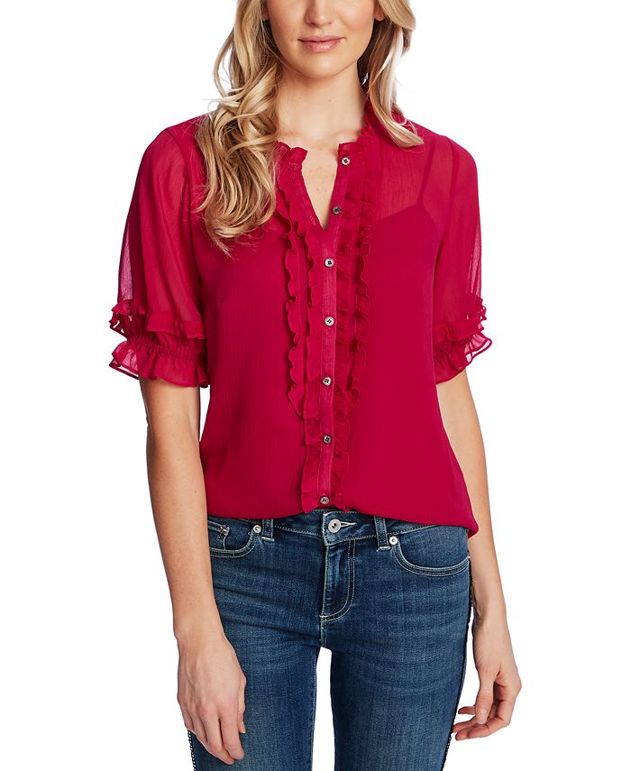 CeCe Ruffled ShortSleeve Blouse Macy's
