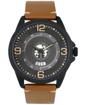 image of Inc Men-s Brown Faux-Leather Strap Watch 48mm, Created for Macy-s