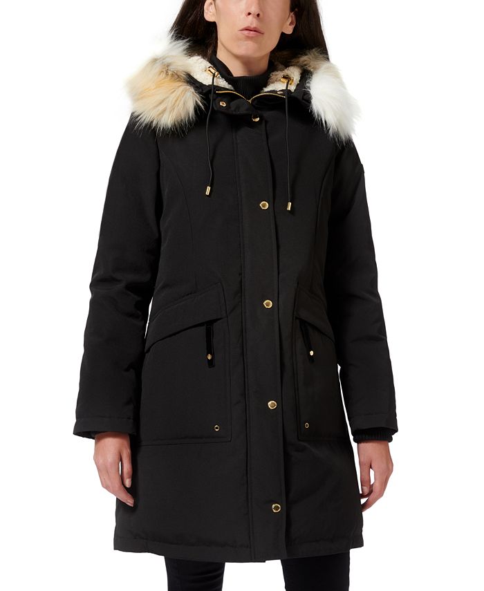 Sam Edelman Faux-Fur-Trim Hooded Puffer Coat - Macy's