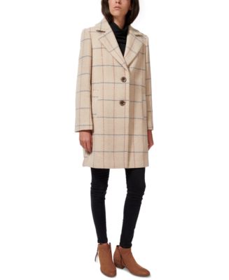 Sam fashion Edelman Women's Plaid Single Breasted Walker Coat