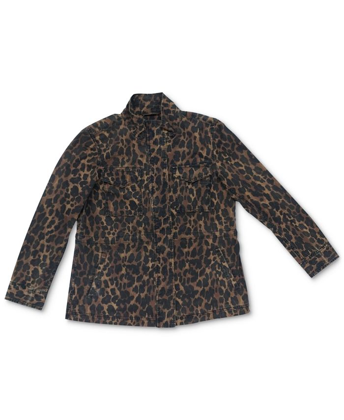 Leopard print utility outlet jacket