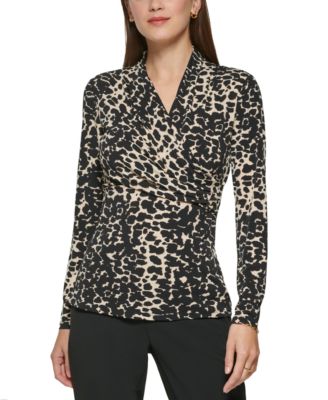 Petite Printed Surplice Top, Created for Macy's