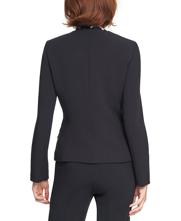 Karl Lagerfeld Paris Collarless Double-Breasted Blazer & Reviews ...