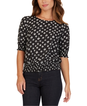 image of Bcx Juniors- Floral-Print Smocked Top
