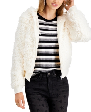 image of Say What? Juniors- Faux-Fur Hooded Jacket