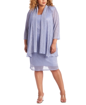R & M Richards Plus Size Sleeveless Metallic Dress and Jacket