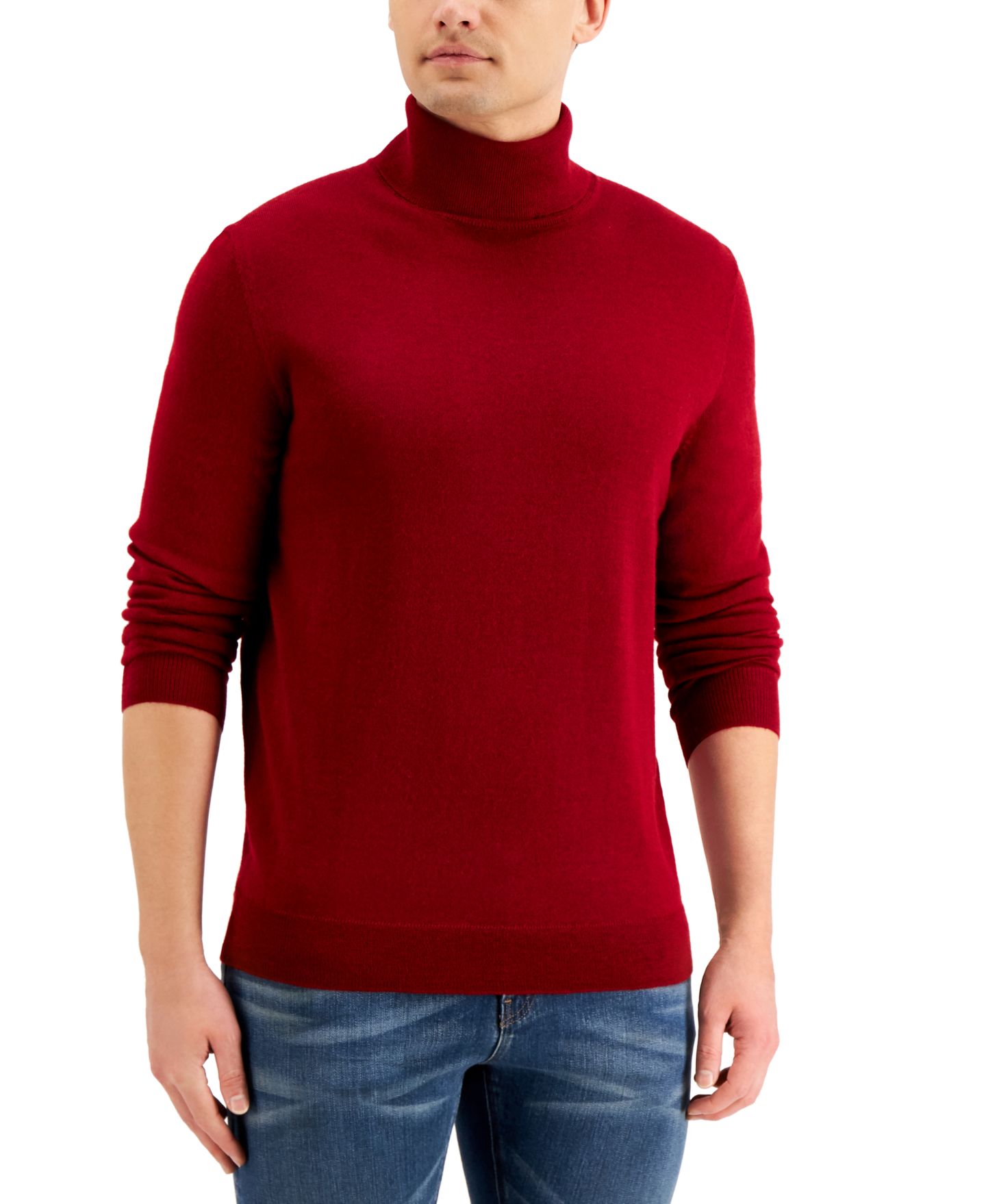 Мужской свитер Club Room Merino Wool Blend Turtleneck, цвет: Вишнёвый — фото 1