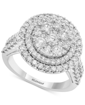 image of Effy Diamond Halo Cluster Engagement Ring (1-7/8 ct. t.w.) in 14k White Gold