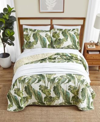 Fiesta Palms Cotton Reversible 3 Piece Quilt Set, King