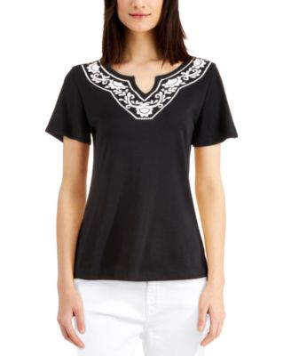 Karen Scott - Split-Neck Top