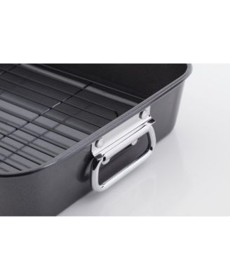 T-Fal Nonstick 10" x 15" Roaster with Rack, Grey 
