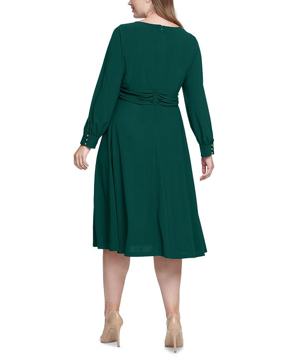 Jessica Howard Women's Plus Size Side-Ruffled Dress Navy Size 22W