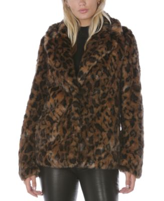 Tahari Leopard-Print Faux-Fur Coat, Created for Macy's - Macy's