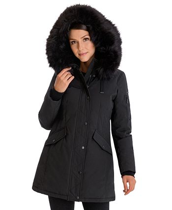 Bcbgeneration faux fur hotsell trim hooded quilted jacket