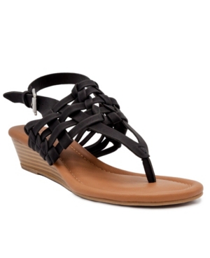 image of Sugar Women-s Simone Woven Wedge Thong Sandals Women-s Shoes