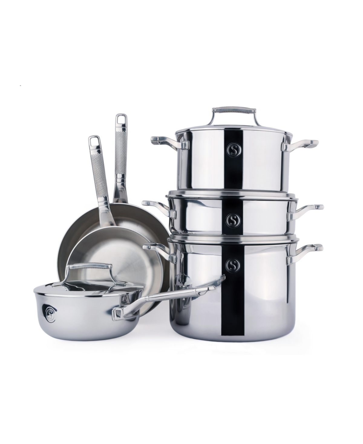 Saveur Selects Voyage Series Tri-ply Stainless Steel 10-pc. Cookware Set In Silver