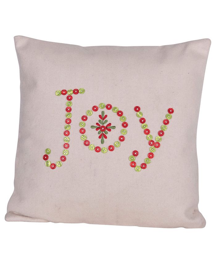 CREATIVE COOP INC Square "Joy" Embroidered Wool Felt Pillow with