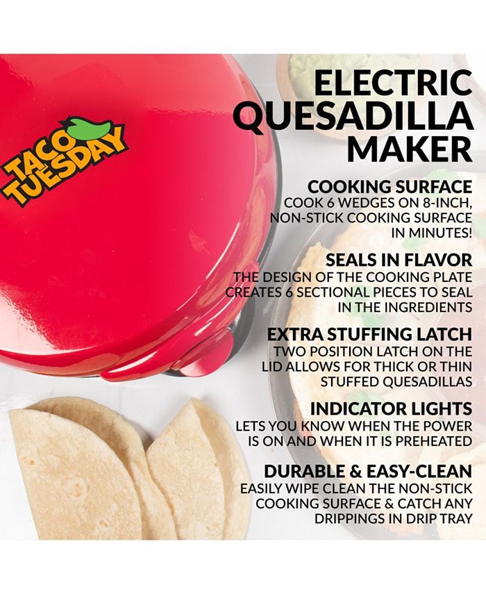 Nostalgia Taco Tuesday TTEQM8RD Deluxe 6Wedge Electric Quesadilla