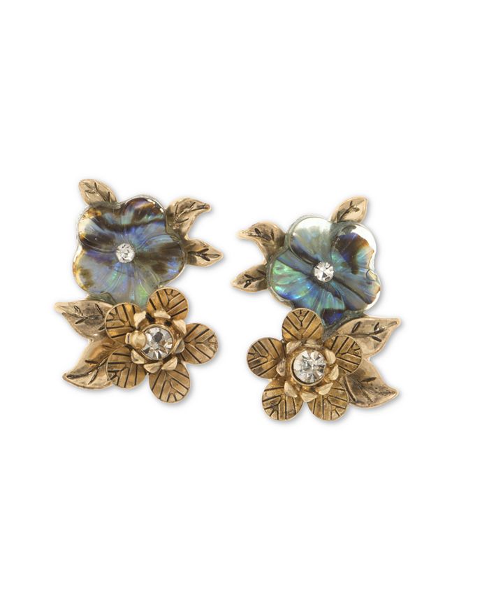 lonna & lilly 2-Pc. Set Gold-Tone Abalone Flower Stud Earrings ...