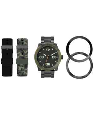American Exchange Men's Interchangeable Strap & Bezel Watch 48mm Gift Set