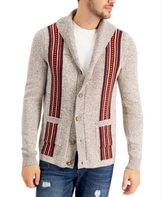 Sun + Stone - Men's Badlands Regular-Fit Geo Stripe Cardigan