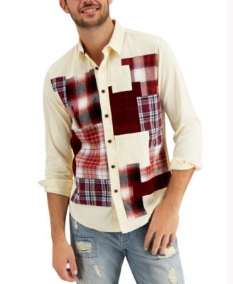Sun + Stone Men's Lawrence Regular-Fit Patchwork Corduroy Shirt