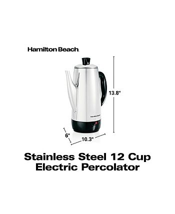 Hamilton Beach Stainless Steel Percolator Coffee Maker, 2-12 cup