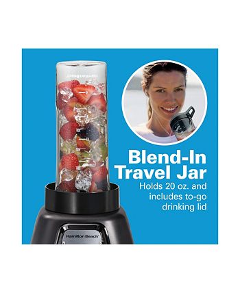 Hamilton Beach MultiBlend Kitchen System, 3-in-1 Blender with Food  Processor Attachment, 52 oz. Blending Jar, and 20 oz. Travel Jar, Black,  58176 