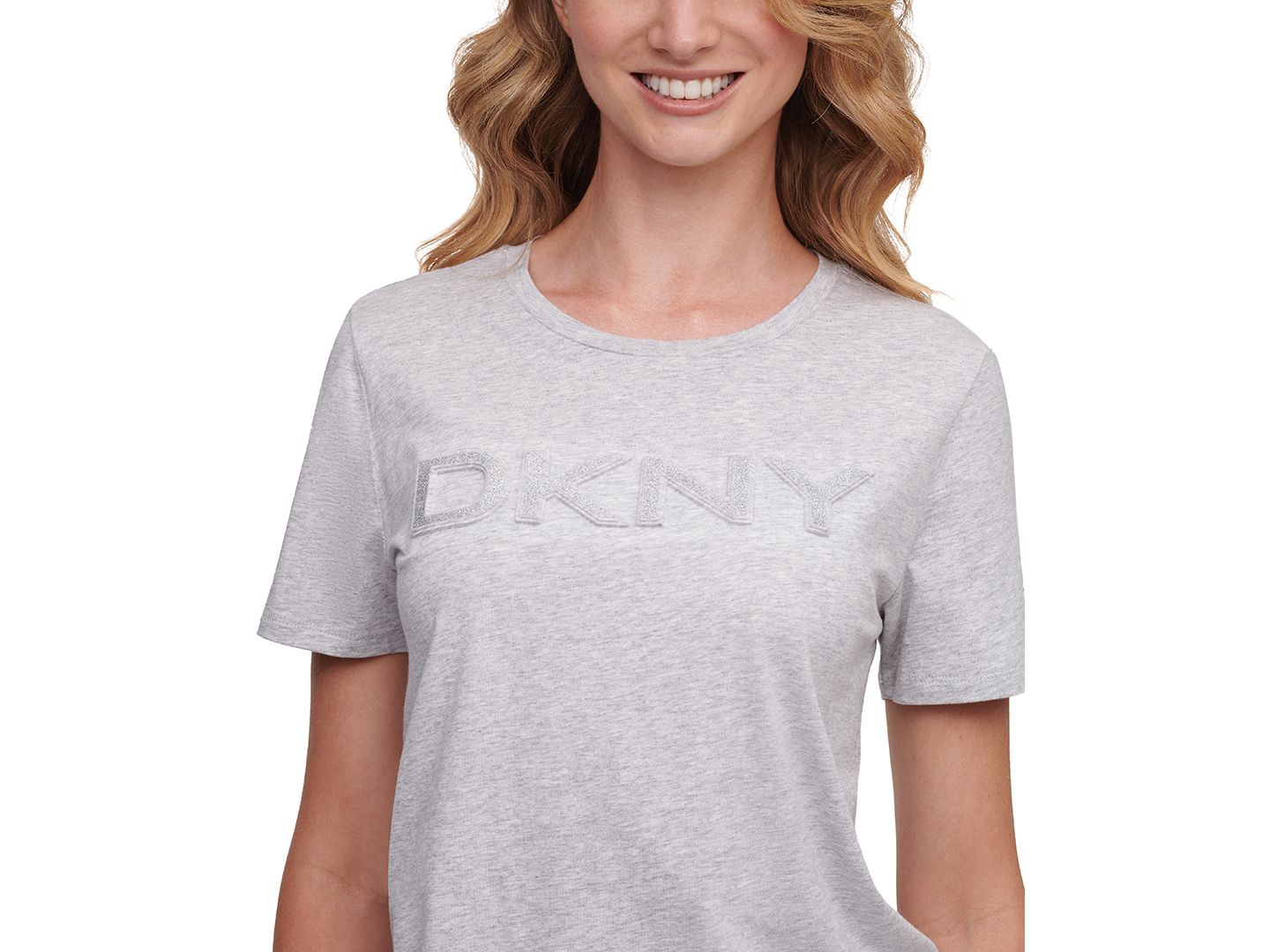 Женская футболка DKNY Glitter Logo, цвет: Серый — фото 1