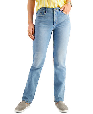 Style & Co Petite High-Rise Natural Straight Leg Jeans, Created for ...
