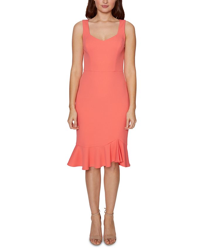 Betsey Johnson Sweetheart Neck Flounce Hem Midi Dress Macy s