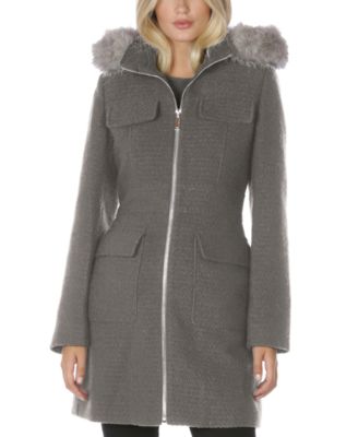 Laundry by Shelli Segal - Faux-Fur-Trim Hooded Coat