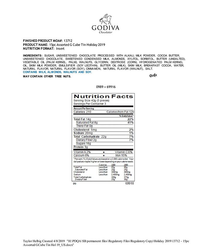 Godiva Holiday Assorted Wrapped Chocolate Truffle Tin, 15 Piece Macy's