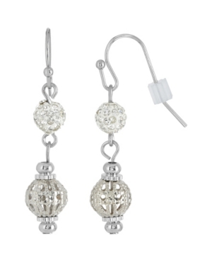 image of 2028 Silver-Tone Crystal Fireball and Filigree Drop Earrings