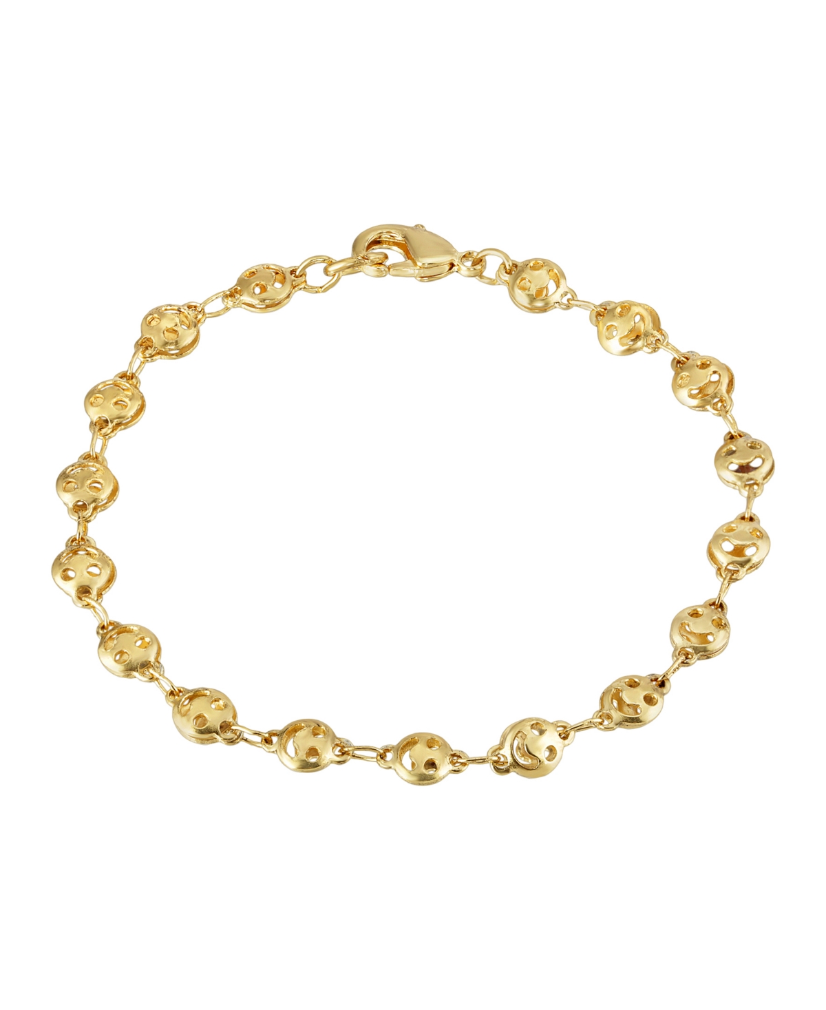 2028 Gold-tone Happy Face Chain Bracelet