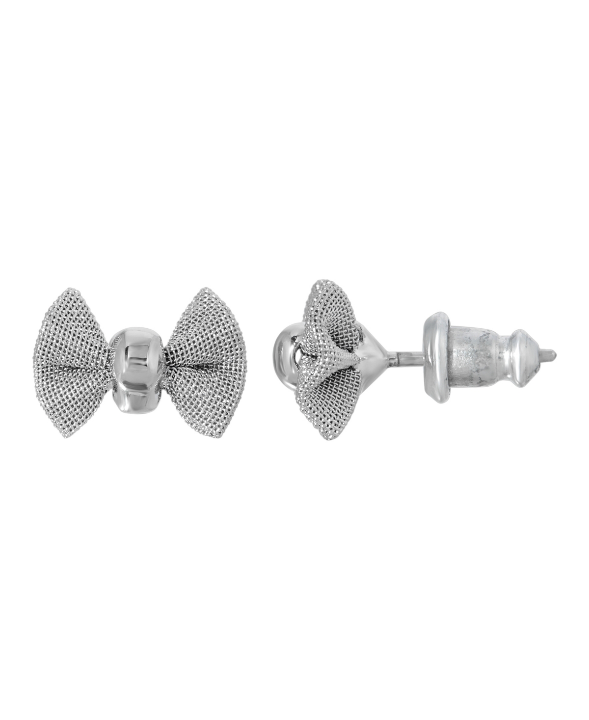 2028 Silver-tone Small Bow Stud Earring In Gray