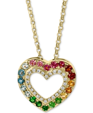 image of Effy Multi-Gemstone (3/8 ct. t.w.) & Diamond (1/10 ct. t.w.) Heart 18