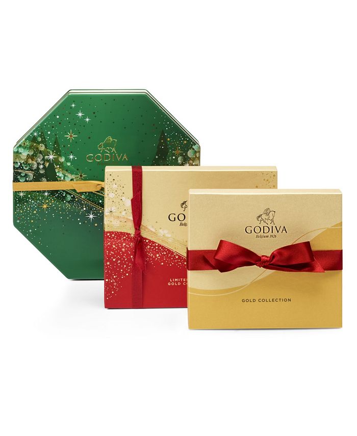 Godiva Season's Greetings Chocolate Gift Tower Basket, 3 Piece Set Macy's