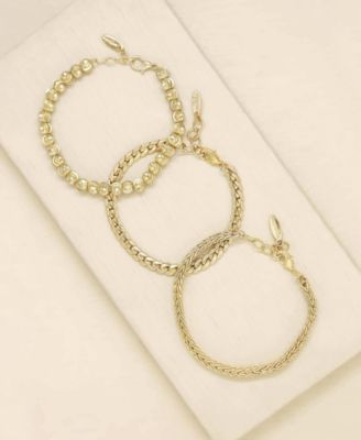 Classical 18K Gold Trio Women's Bracelet Set