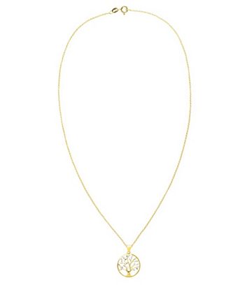 Macy s Diamond Accent Gold plated Tree of Life Pendant Necklace