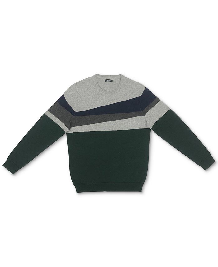 Alfani Men's Blocked Crewneck Cotton Sweater, Created for Macy's - Macy's