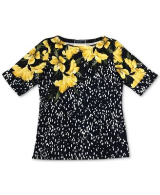 Karen Scott - Printed Elbow-Sleeve Top
