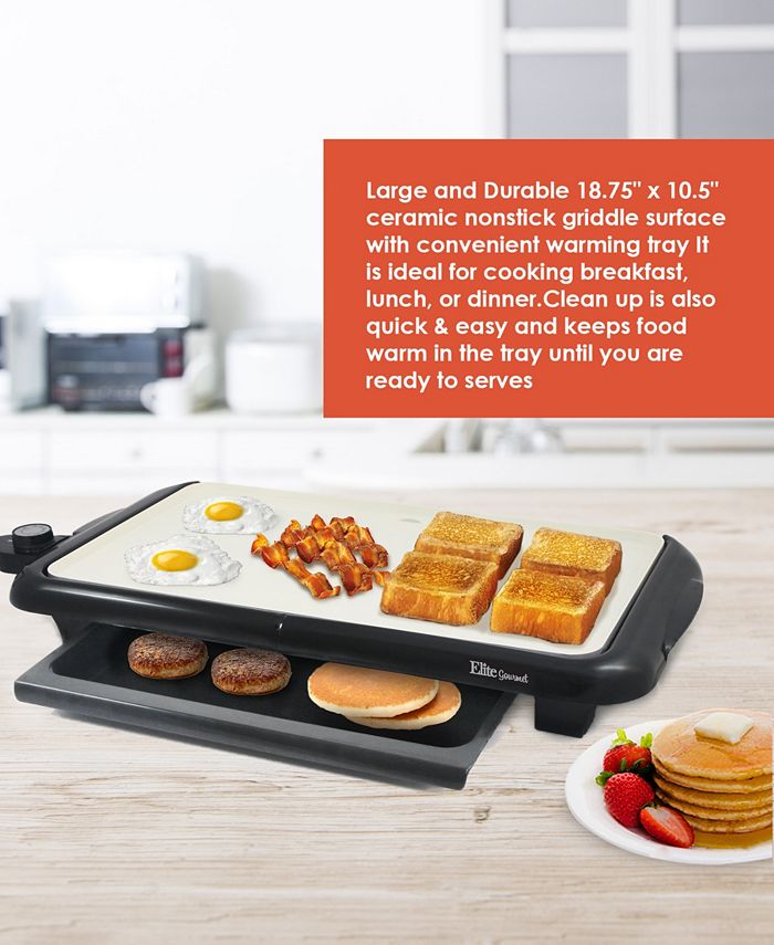 Elite Gourmet Electric 18" Ceramic Griddle with Warming Drawer Macy's