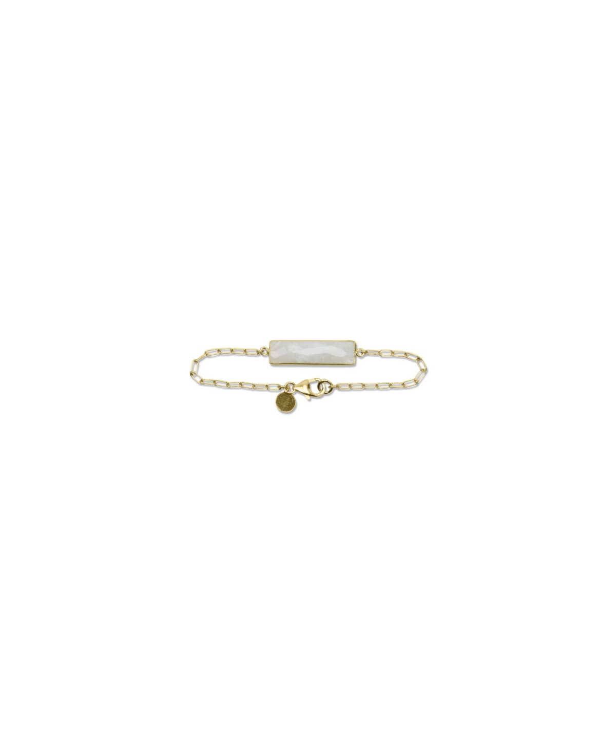 Bezel Set Moonstone Bar Bracelet with 14K Gold Fill Chain - Gold - Fill
