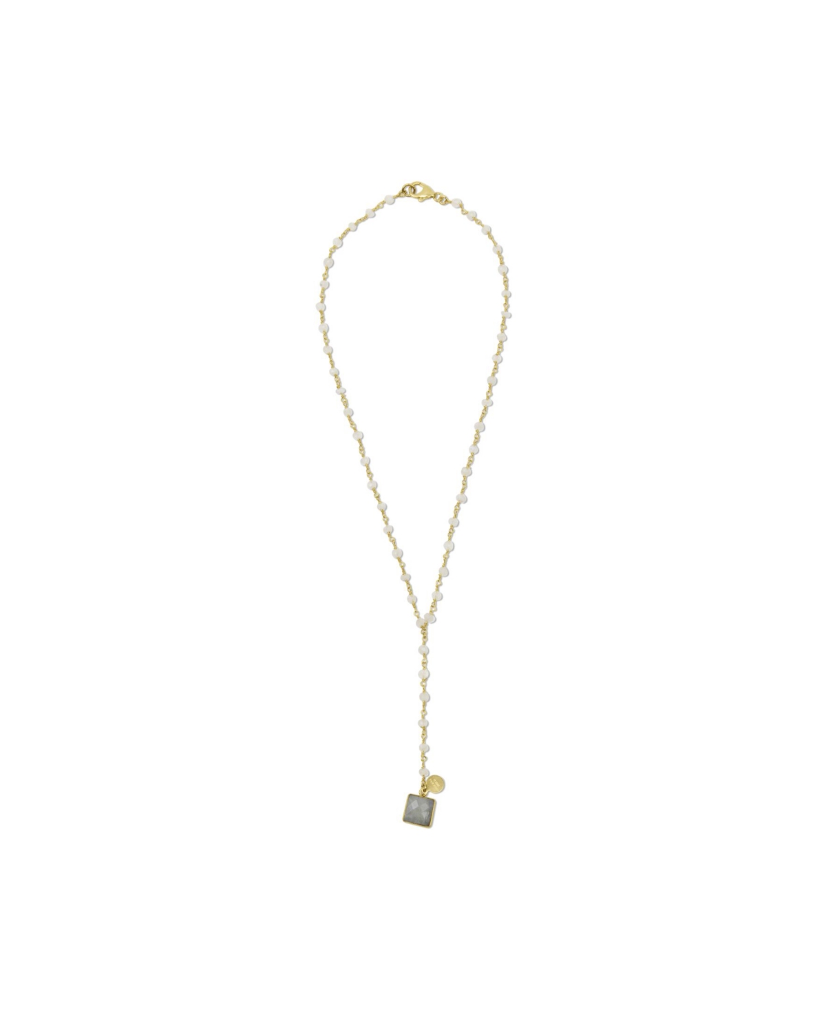 Y-Shaped 14K Gold Fill Necklace with Fully Faceted Moonstone Stones - Gold - Fill
