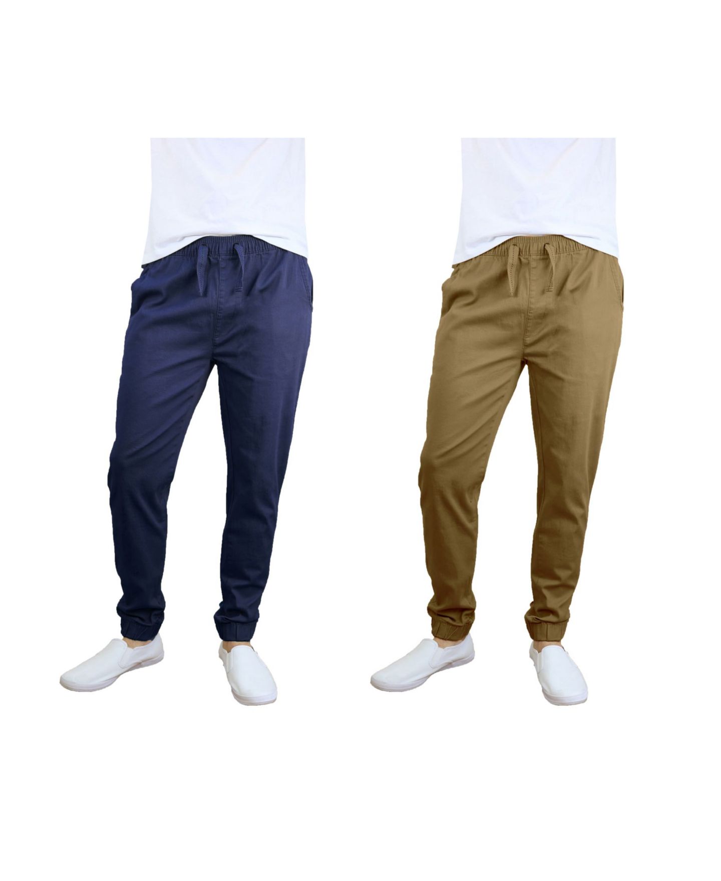 Мужские брюки Galaxy By Harvic Basic Stretch Twill Joggers, Pack of 2, цвет: Чёрный / Коричневый — фото 3