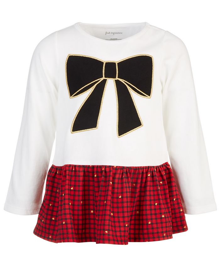 First Impressions Baby Girls Holiday Bow Plaid Peplum, Created for Macy