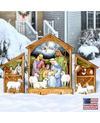 by Susan Winget Holly Family Nativity Outdoor, Wall and Lawn Decor, Set of 3